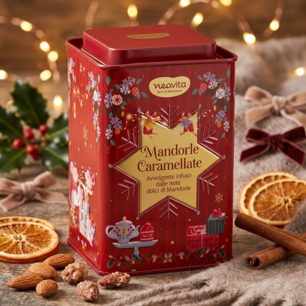 Infuso Mandorle Caramellate in Latta Regalo (Edizione Natalizia)