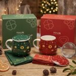 Tazza Tisaniera di Natale con Filtro, Coperchio e Tovaglioli