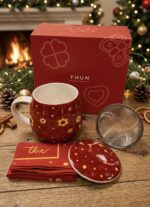 Tazza Tisaniera di Natale con Filtro, Coperchio e Tovaglioli - immagine 3