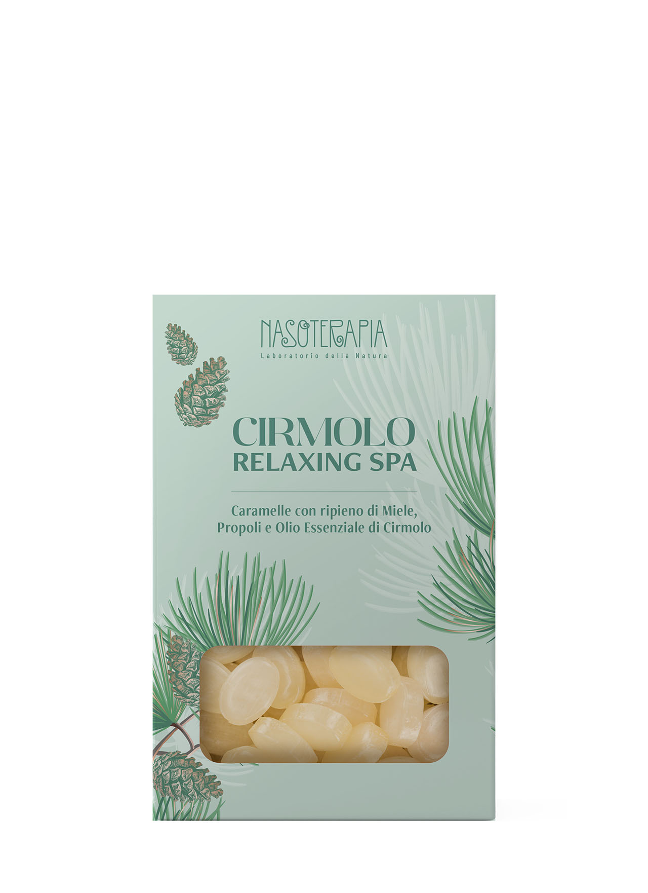 Nasoterapia-Cirmolo-Caramelle Cirmolo Relaxing Spa Caramelle con ripieno di Miele, Propoli e Cirmolo Nasoterapia - immagine 1