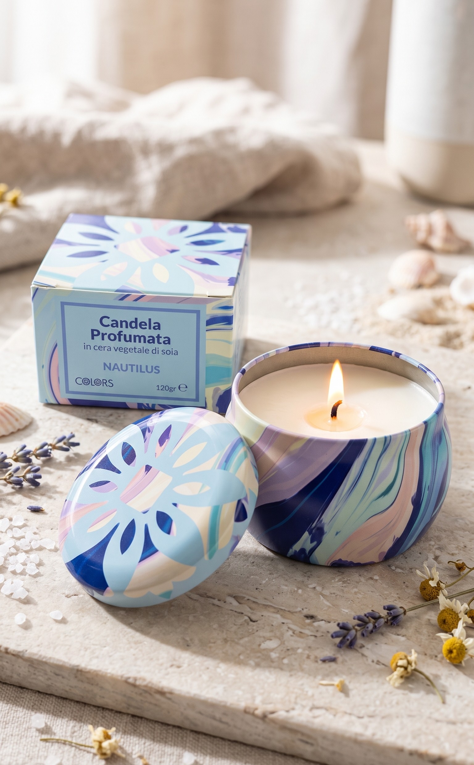 candele nautilus Candela Profumata in Cera Vegetale di Soia "Nautilus" – Colors - immagine 1