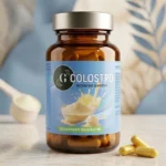 Flacone di G Colostro con capsule e colostro in polvere