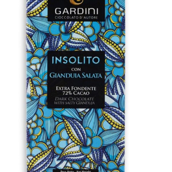 “Insolito” Cioccolato Extra Fondente 54% con Gianduia e Sale dolce di Cervia